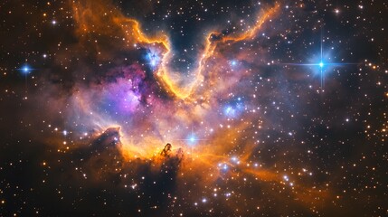Poster - Stellar nebula formation outer space astronomy cosmic environment wide-angle view celestial beauty