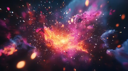 Poster - Cosmic explosion of stars and nebulae outer space digital art universe abstract sci-fi inspiration