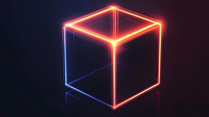 Poster - Dynamic neon cube animation digital studio 3d graphics futuristic environment close-up view visual innovation
