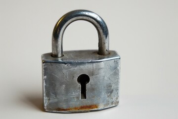 Poster - Shiny metal padlock on white background representing data protection, privacy, and security