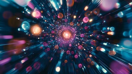 Poster - Dynamic energy burst abstract universe digital art colorful environment close-up view sci-fi concept