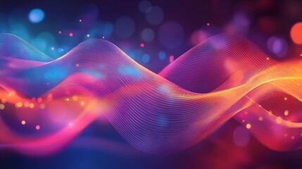 Poster - Dynamic colorful waves flowing abstract digital art vibrant background conceptual design artistic viewpoint
