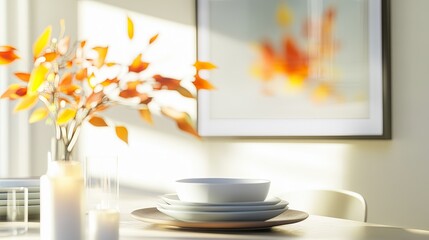 Poster - Modern Farmhouse Decor Featuring Family Wall Art and a Cozy Dining Setup