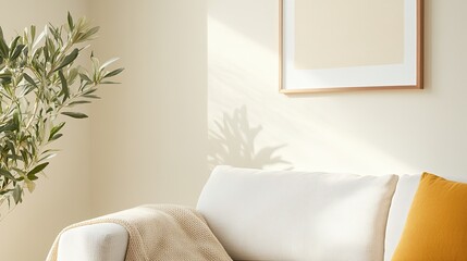 Poster - Cozy Living Room With Natural Light and Elegant Decor Enhancing Tranquility and Comfort