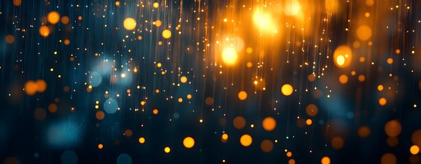Poster - Abstract digital background with bright light lines and points. A large technology network system, representing the concept of complex data flow. Future advanced technology concept