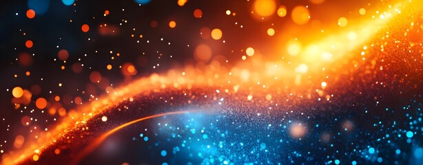 Poster - Abstract digital background with bright light lines and points. A large technology network system, representing the concept of complex data flow. Future advanced technology concept