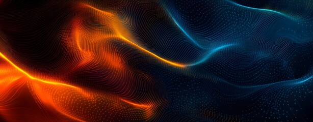Poster - Abstract digital background with bright light lines and points. A large technology network system, representing the concept of complex data flow. Future advanced technology concept
