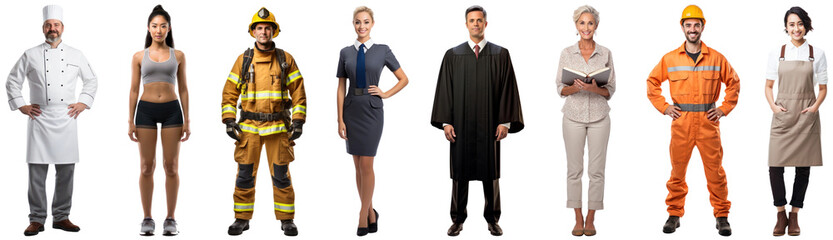 Wall Mural - Profession people full body png cut out element set, transparent background