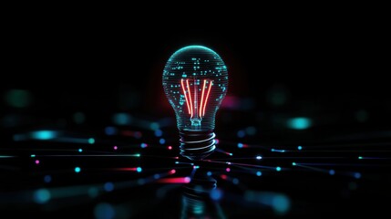 Poster - digital lightbulb innovation concept