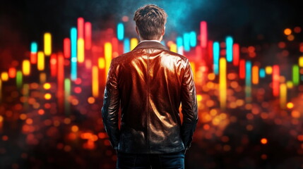 Poster - Man Facing Stock Market Data