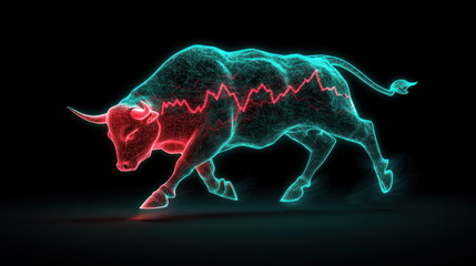 Aufkleber - Bull Market Charge - Neon Stock Icon