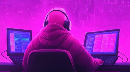 Poster - Coder in Neon Glow