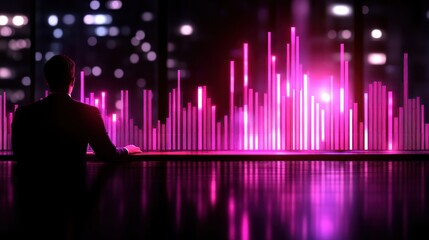Aufkleber - Businessman Viewing Financial Data Blur Background