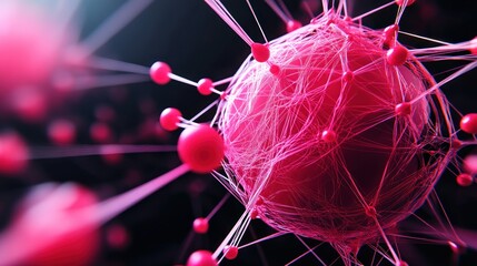 Aufkleber - Pink Abstract Network Sphere