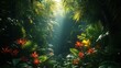 © Ali - Lush jungle, sunlit foliage, vibrant blooms.