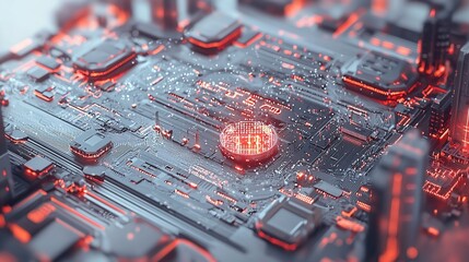 Poster - Illuminated Circuit Board Shows Advanced Technology