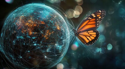 Poster - A Butterfly's Embrace of Earth's Network