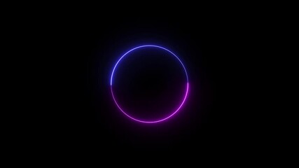 Poster - Radiant pink blue neon circle animation on black background with seamless gradient glow and motion.