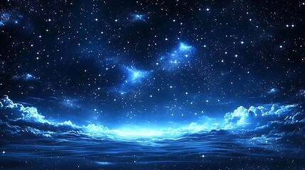 Wall Mural - starry night sky background with a blue starry