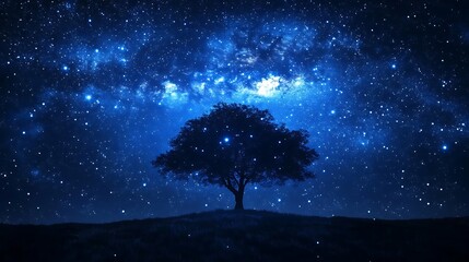 Wall Mural - starry night sky background with a blue starry