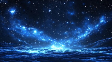 Wall Mural - starry night sky background with a blue starry