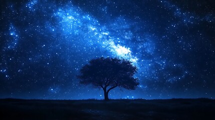 Wall Mural - starry night sky background with a blue starry