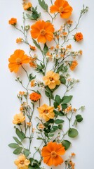 Wall Mural - Vibrant floral arrangement featuring orange and yellow flowers with green leaves