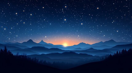 Wall Mural - starry night sky background with a blue starry