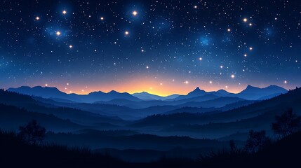 Wall Mural - starry night sky background with a blue starry