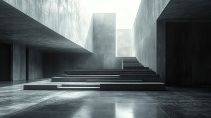 Wall Mural - Modern concrete architecture, stairs, minimalist design.