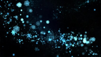 Wall Mural - Two Blue and White Snowflake flow Looped Background V03