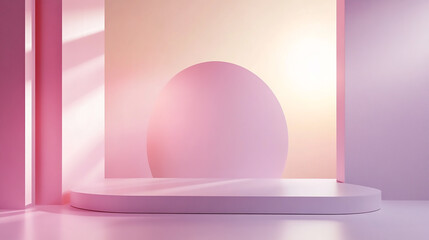 Wall Mural - empty platform template mockup 3d rendering of an abstract white shape podium ideal for displaying b