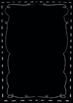 Chalk on blackboard frame template. Invitation, greeting card, poster, decorative graphic frame