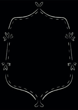 Chalk on blackboard frame template. Invitation, greeting card, poster, decorative graphic frame