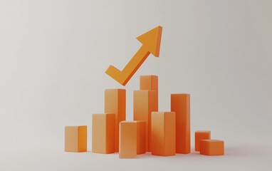 Poster - Orange 3D bar graph with upward arrow, signifying growth and progress.