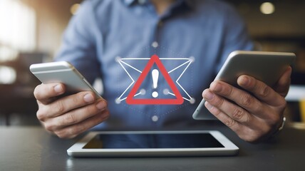 Poster - Smartphone displaying SMS spam, fake text message phishing scam warning
