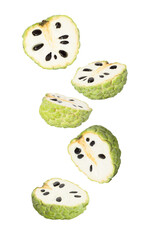 Wall Mural - custard apple falling, cutout, full depth of field.