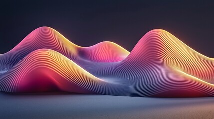 Abstract Colorful Wavescape Digital Art Landscape
