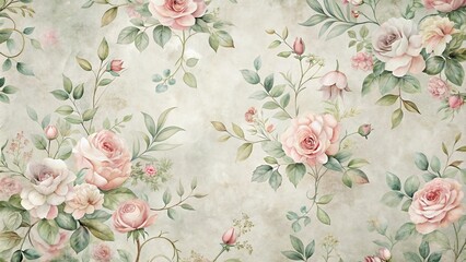  Elegant Watercolor Roses and Greenery on a Textured Background