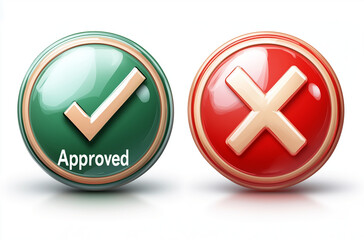 two buttons with a green and red check mark