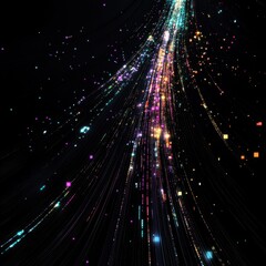Poster - abstract technology big data background concept: digital data flow motion, transfer and storage of d