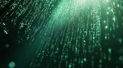 Binary code on a dark green background. Abstract technology concept.