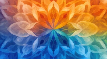 Poster - Vibrant Glowing Mandala Pattern with Bright Colors and Intricate Design