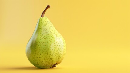 Wall Mural - A green pear on a yellow background.