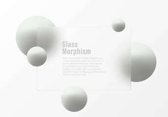 Poster - light gradient background with divider and spheres. glass morphism style background.
