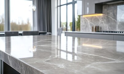 Wall Mural - Sleek grey marble kitchen countertop.