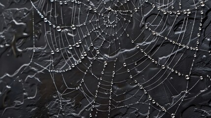 Wall Mural - a spider web covered in dew drops.