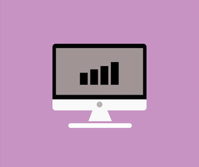 bar graph computer on purple background