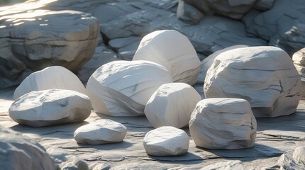 Wall Mural - rocks in the water,a_collection_of_limestone_boulder,