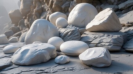 Wall Mural - rocks in the water,a_collection_of_limestone_boulder,